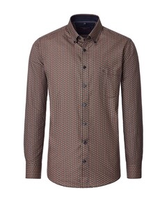 Heren overhemd lange mouw bruin