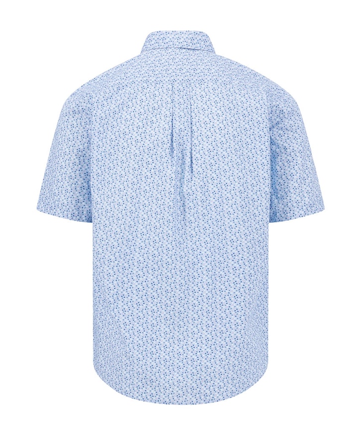 Heren overhemd korte mouw blauw