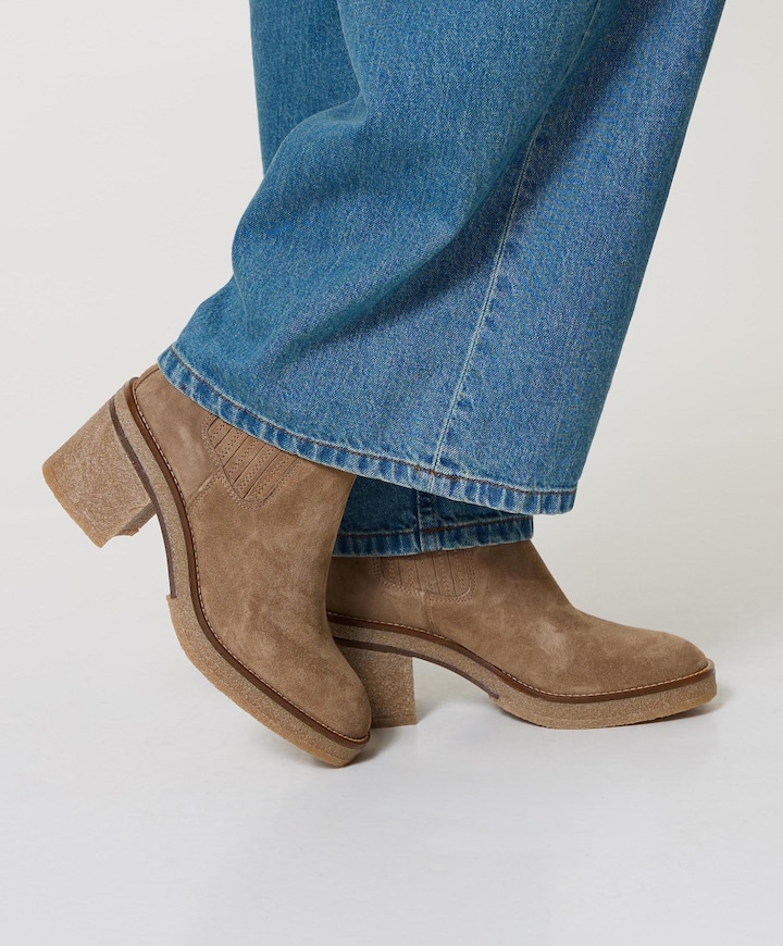 dames enkellaarzen beige