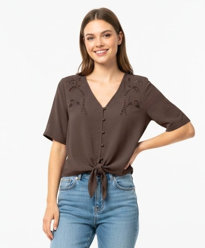 Dames blouse bruin