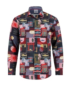Heren overhemd lange mouw multicolor