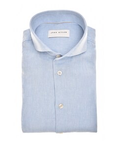 Heren overhemd lange mouw blauw
