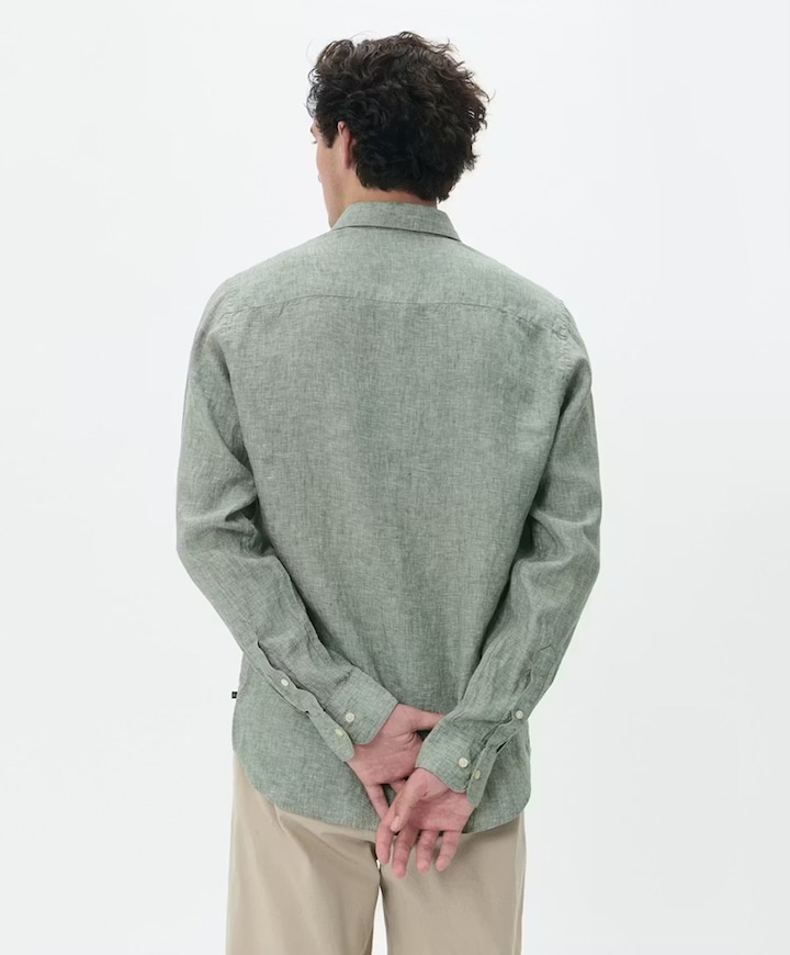 Heren overhemd lange mouw groen