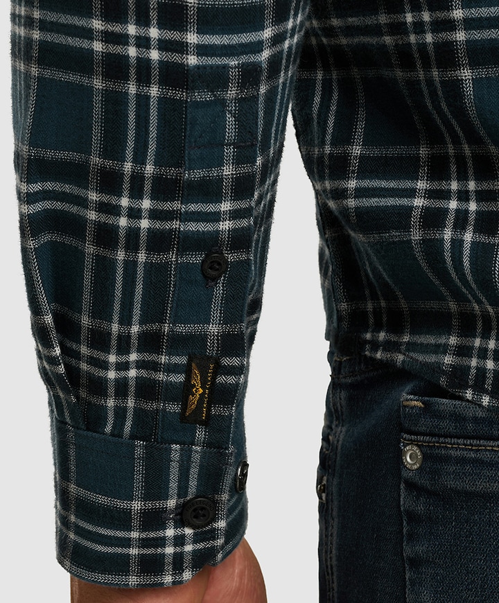 Heren overhemd lange mouw blauw