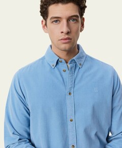 Heren overhemd lange mouw blauw