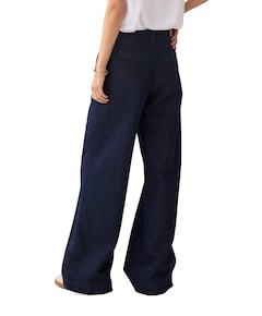 Wide leg Cotton lurex denim dames jeans blauw