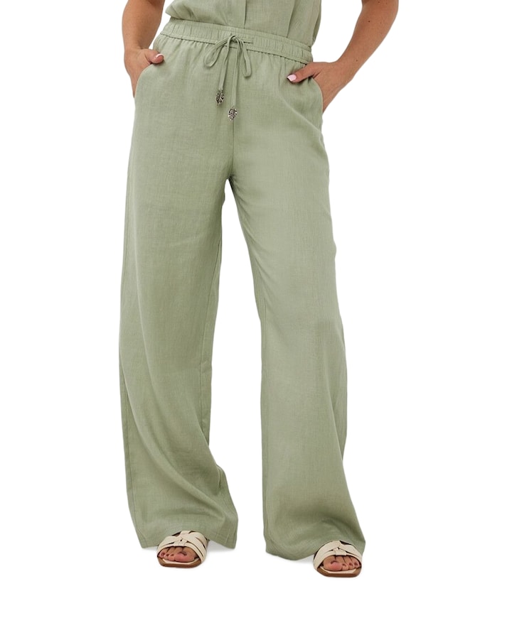 Linen dames broek groen