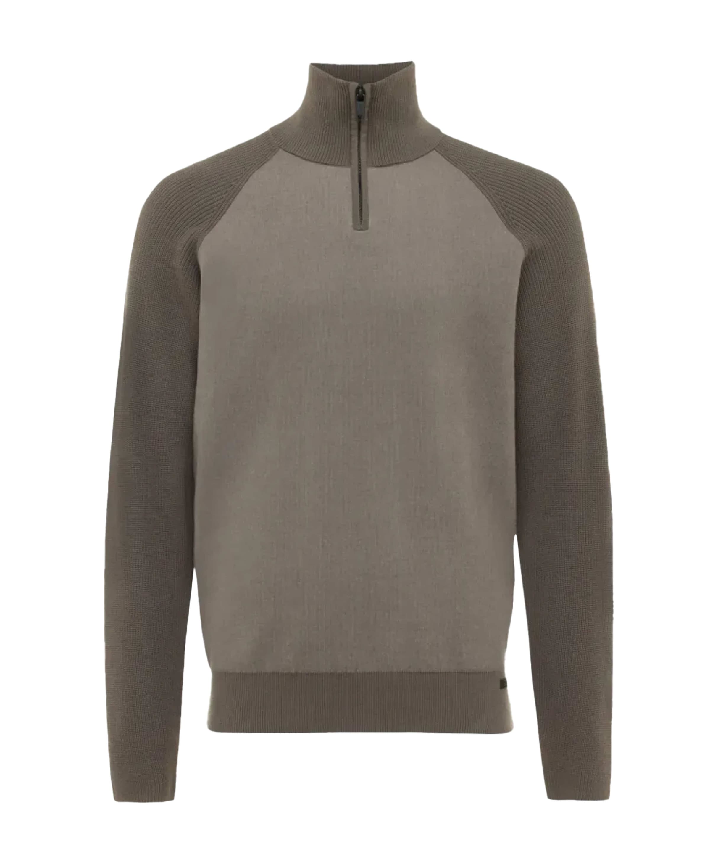 Heren trui met rits bruin