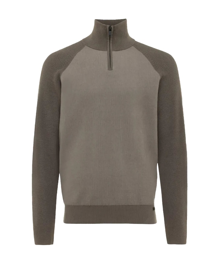 Heren trui met rits bruin