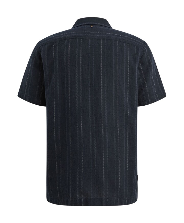 Heren overhemd korte mouw blauw