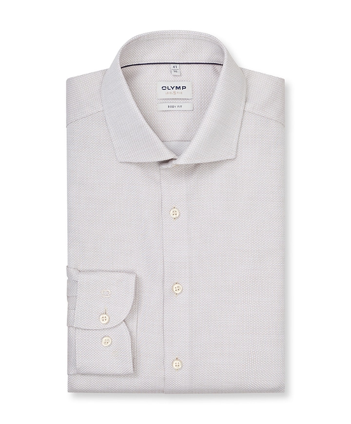 Heren overhemd lange mouw beige