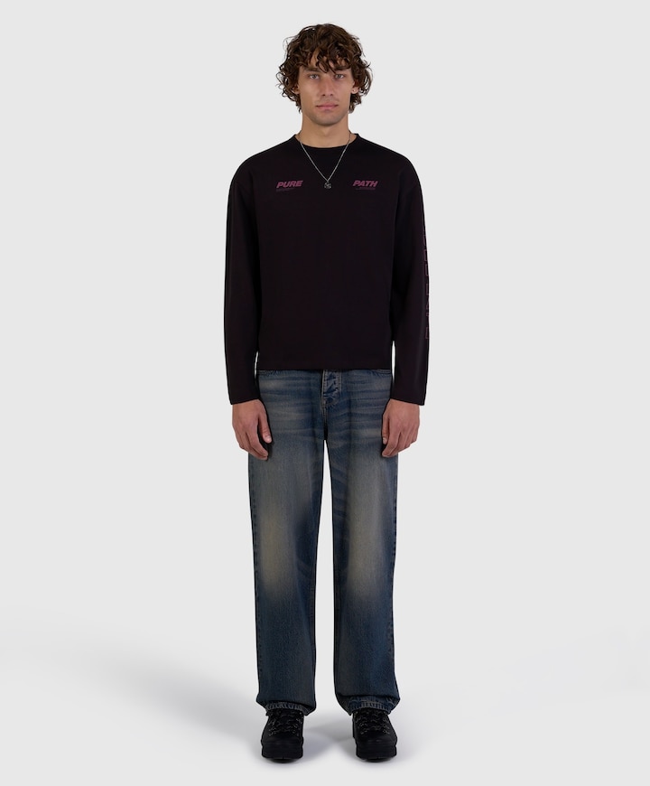 Heren longsleeve bruin