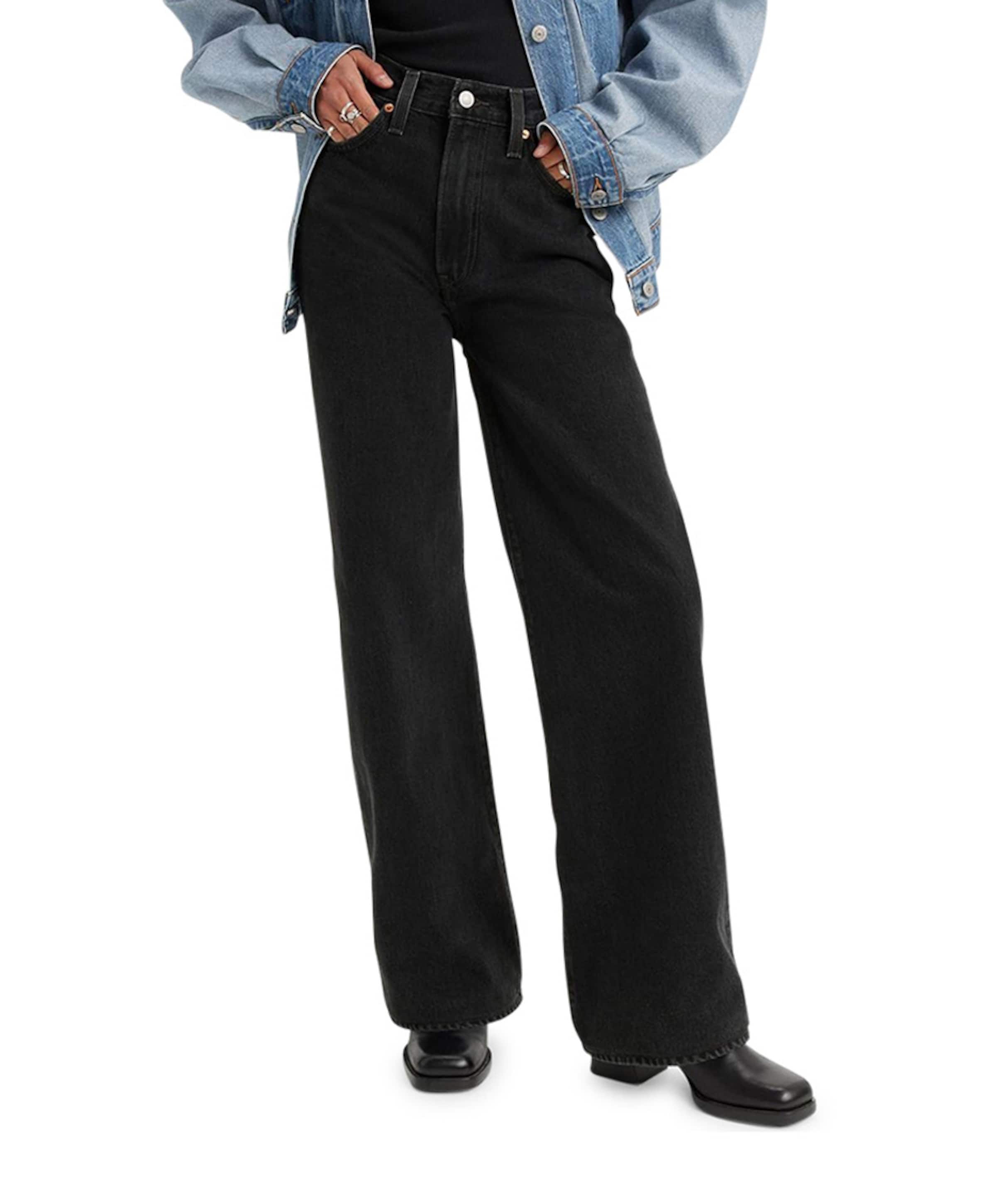 Ribcage wide leg dames broek zwart