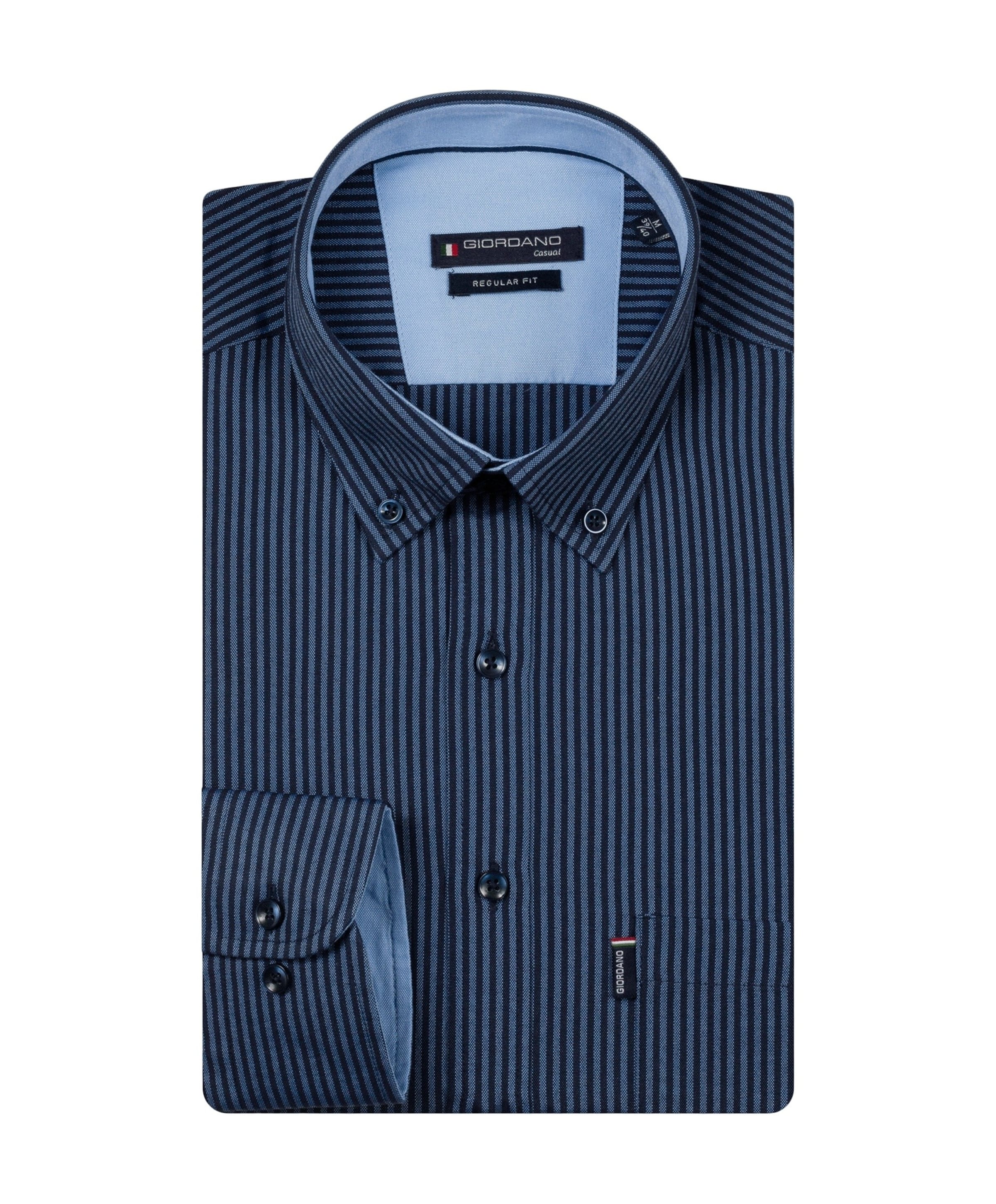 Heren overhemd lange mouw blauw
