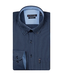 Heren overhemd lange mouw blauw
