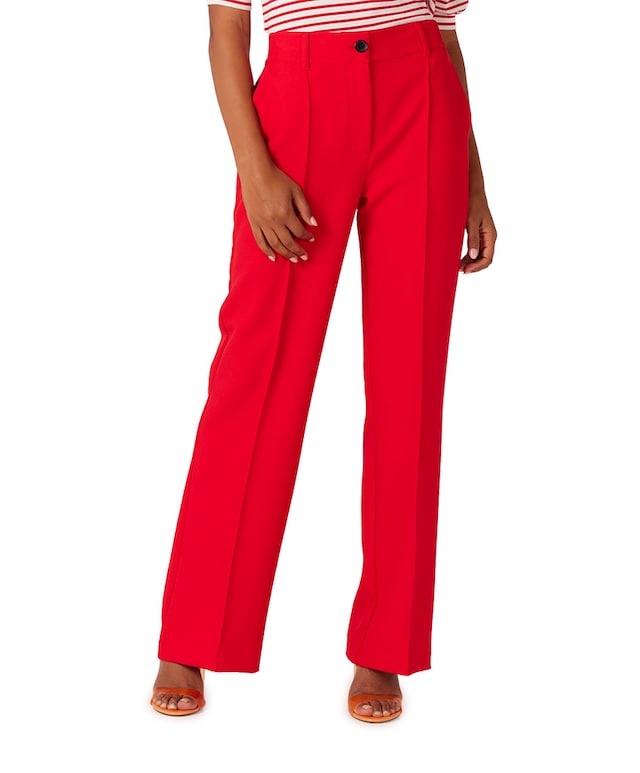 wq417 woven wide long pants broek rood