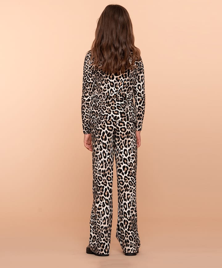 Pants wide AOP leopard broek beige