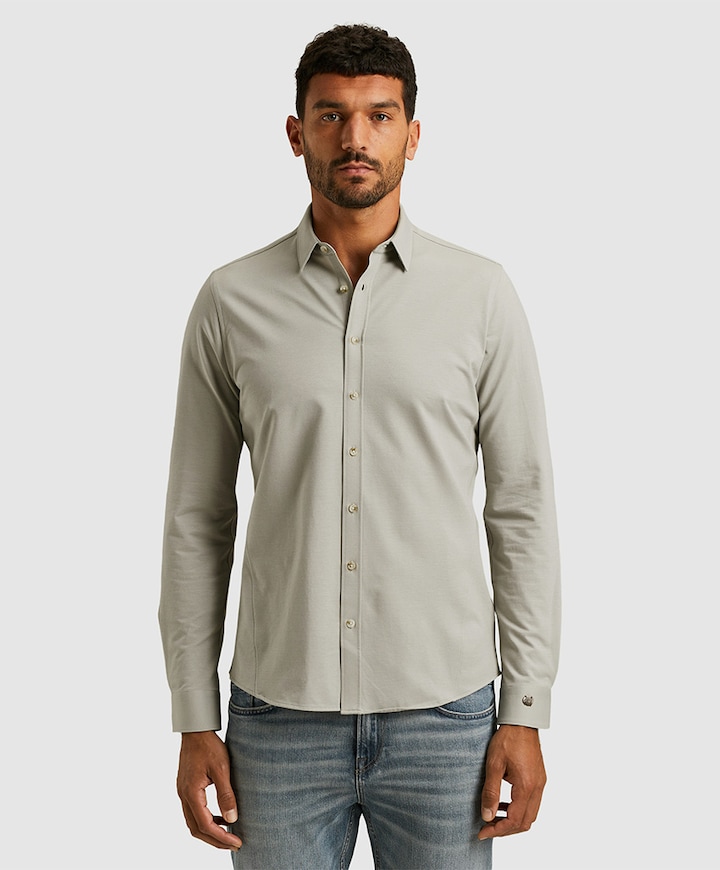 Heren overhemd lange mouw grijs