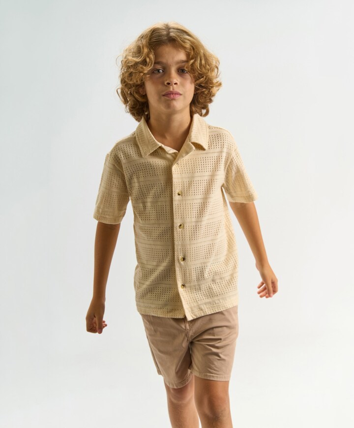 Jongens overhemd korte mouw ecru