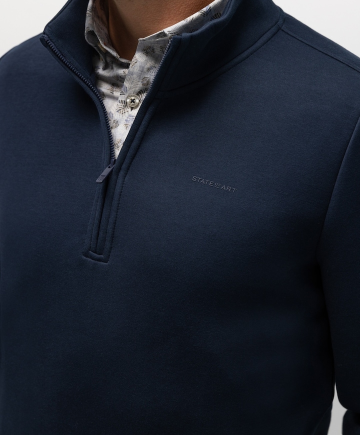 Heren trui met rits blauw
