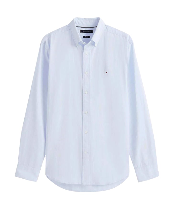 Heren overhemd lange mouw blauw