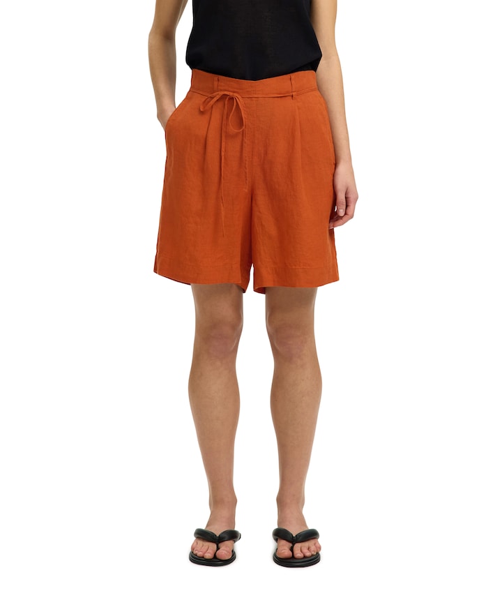 SLFLINNA HW LINEN dames korte broek brique