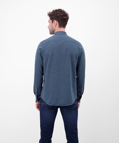 Heren overhemd lange mouw blauw