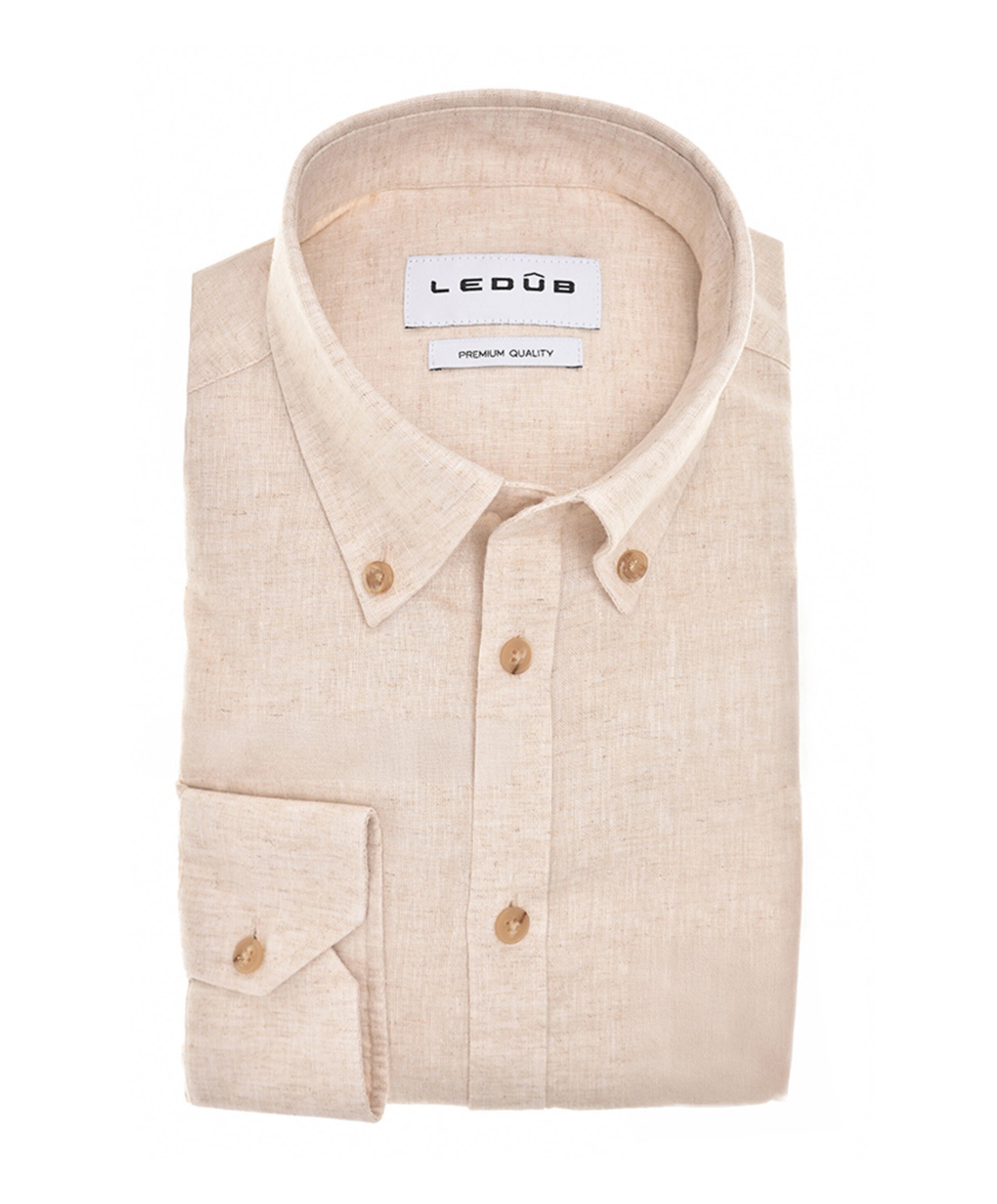 Heren overhemd extra lange mouw beige