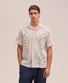 Heren overhemd korte mouw grijs