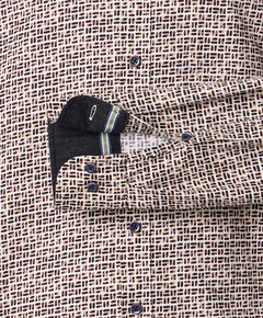 Heren overhemd lange mouw bruin