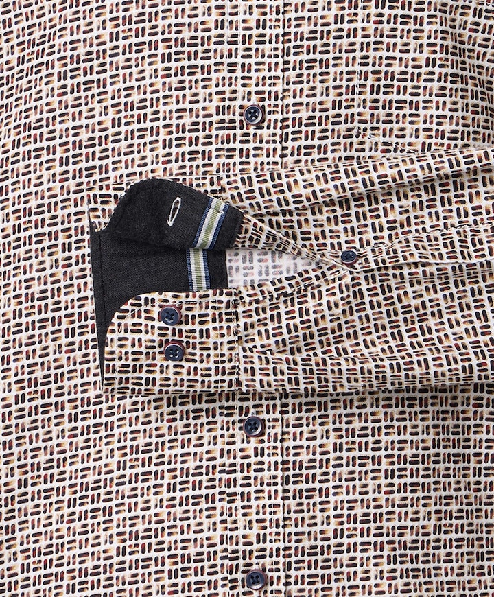 Heren overhemd lange mouw bruin