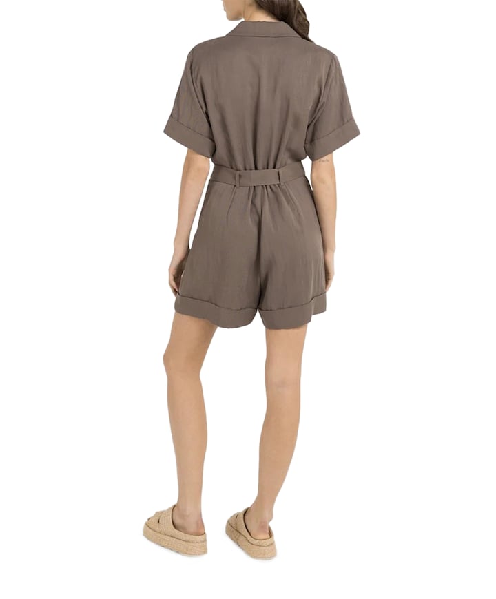Woven loose fit dames playsuit bruin