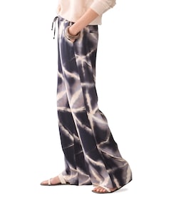 Tie dye viscose dames broek blauw