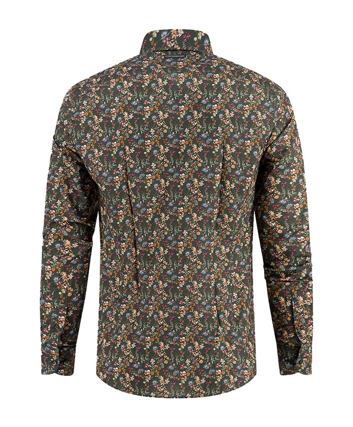 Heren overhemd lange mouw groen