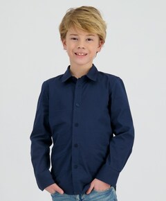 Jongens overhemd lange mouw blauw