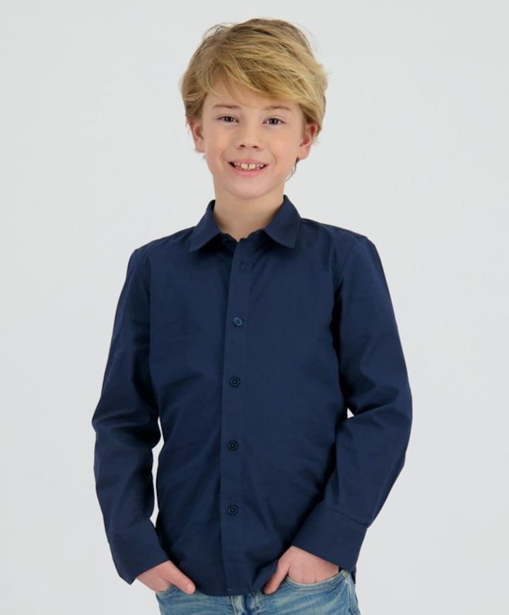 Jongens overhemd lange mouw blauw