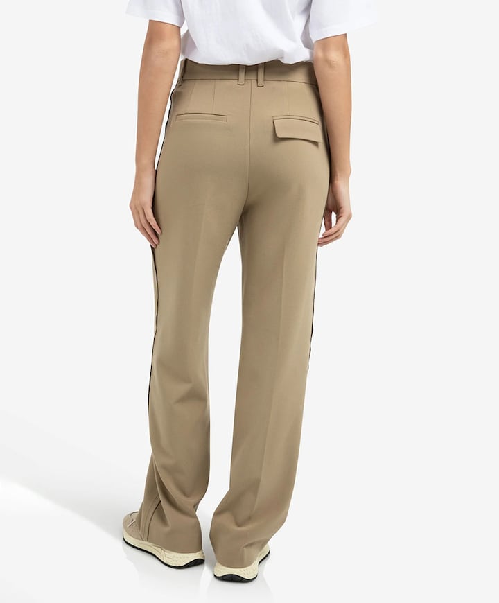 Geweven broek met stiksels dames broek beige