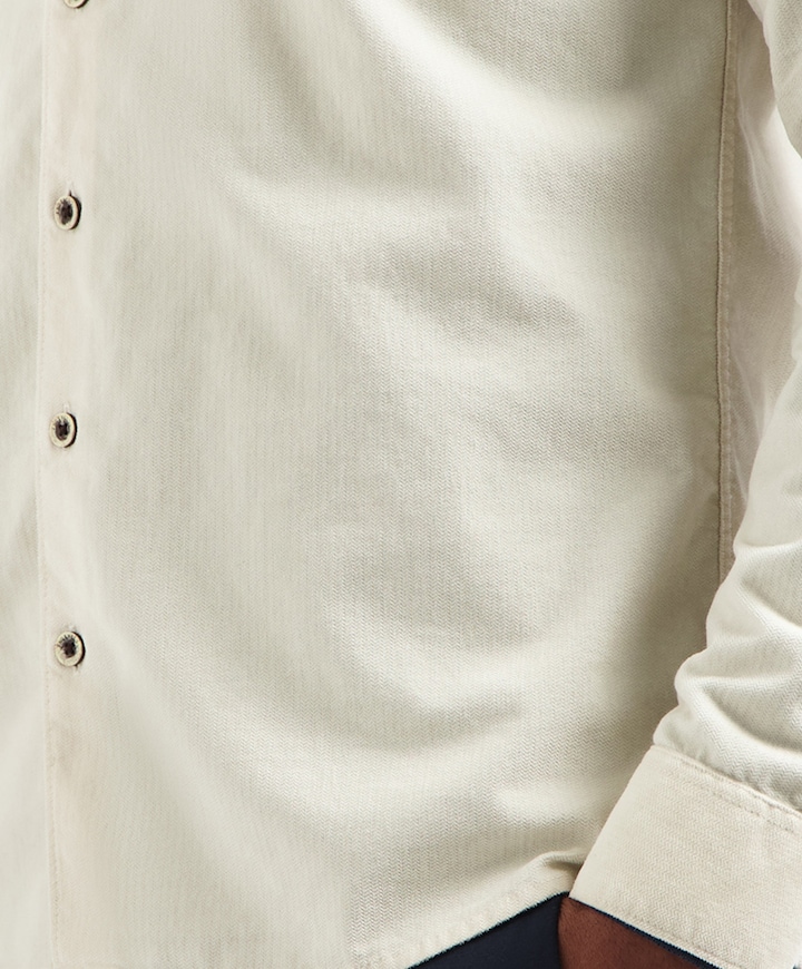 Heren overhemd lange mouw beige