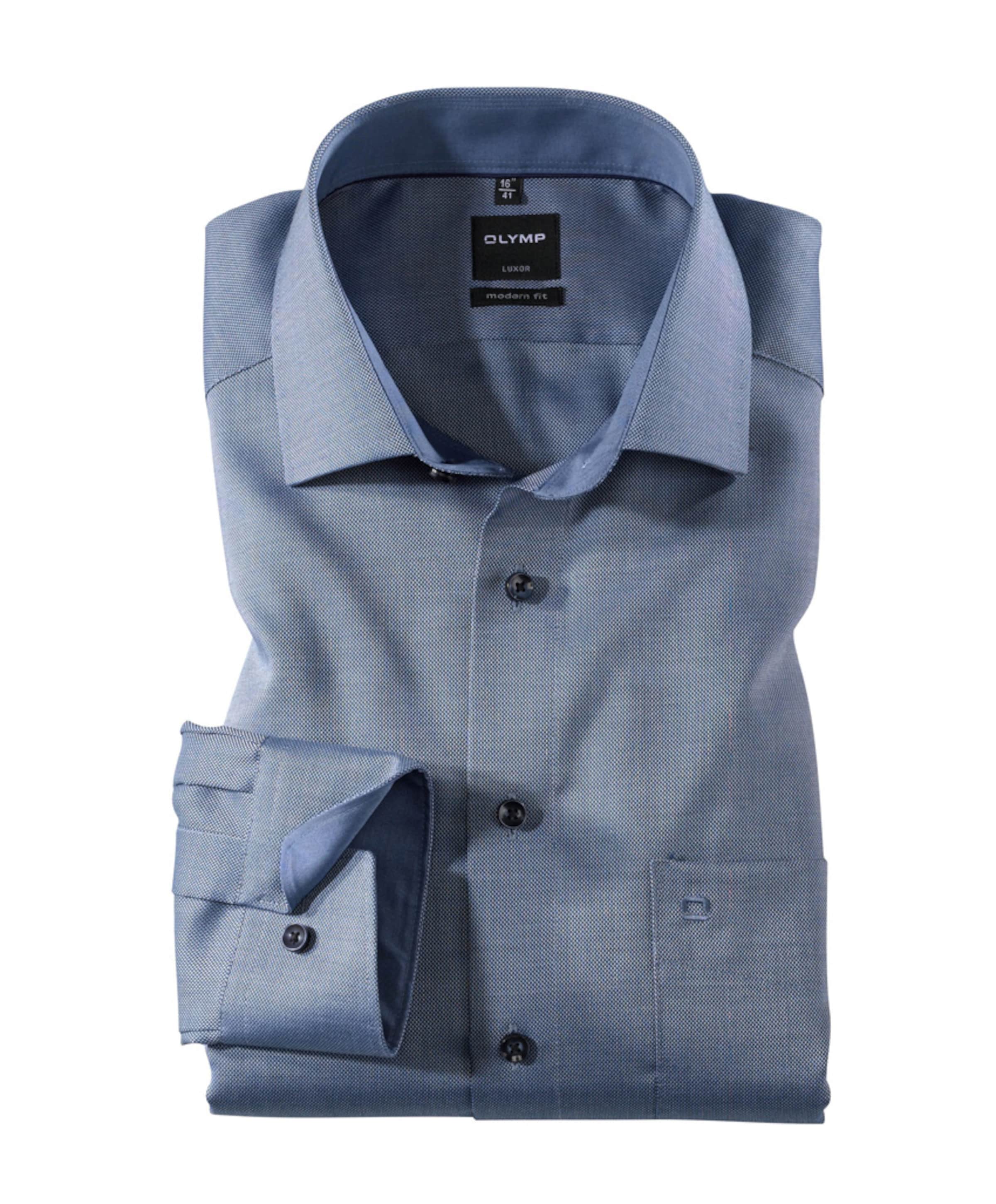 Heren overhemd lange mouw blauw