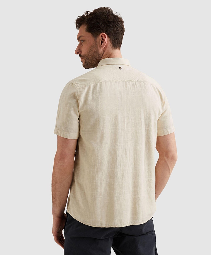 Heren overhemd korte mouw ecru