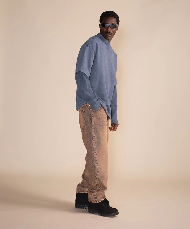Heren longsleeve blauw