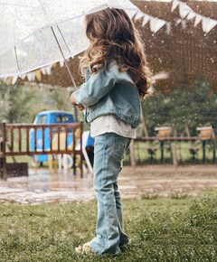 Denim Flared Fit Bow meisjes jeans blauw