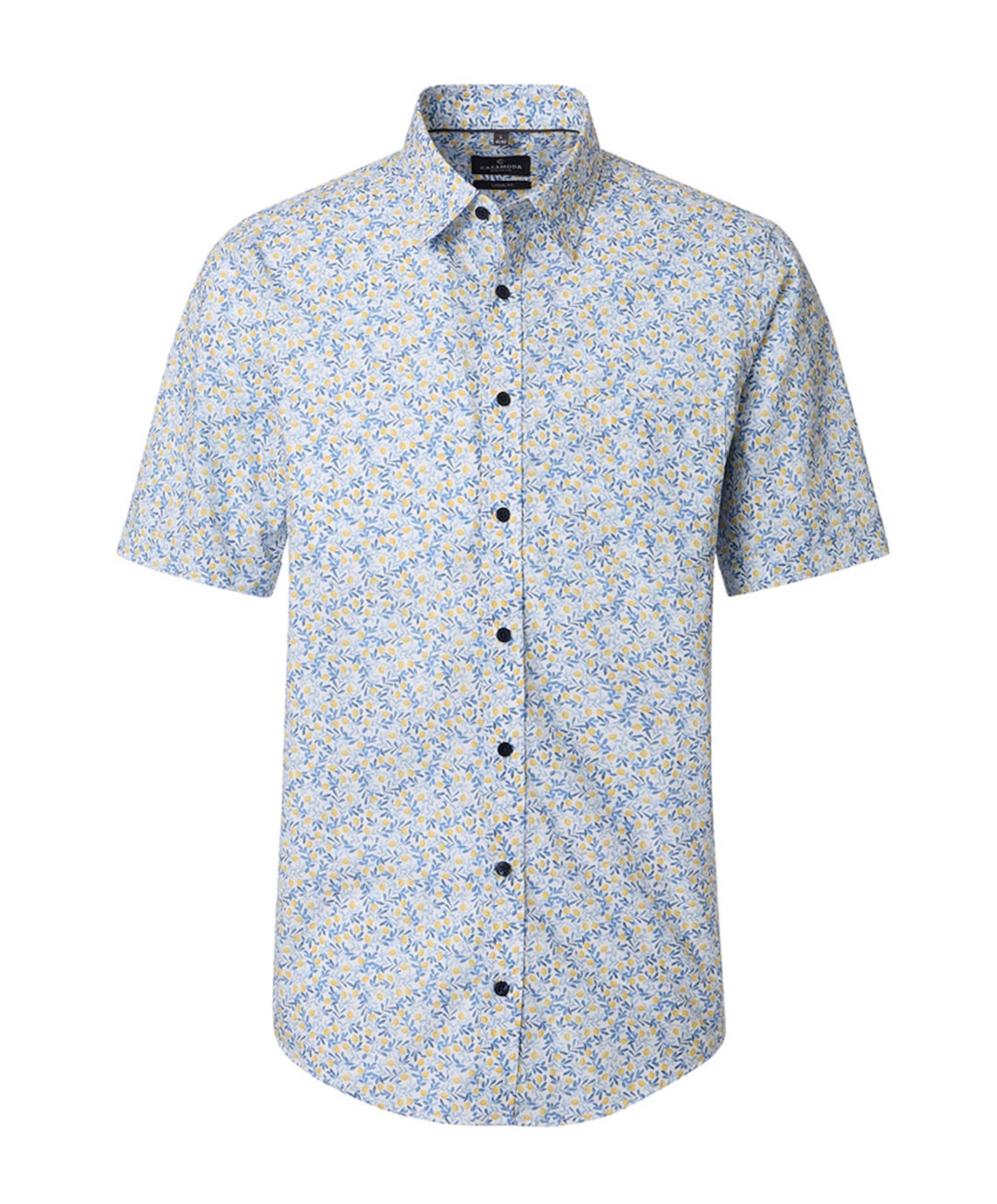 Heren overhemd korte mouw geel