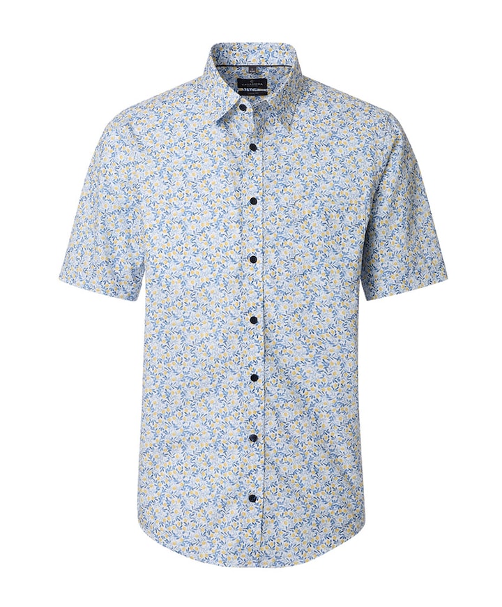 Heren overhemd korte mouw geel