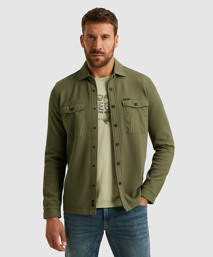 Heren overhemd lange mouw groen