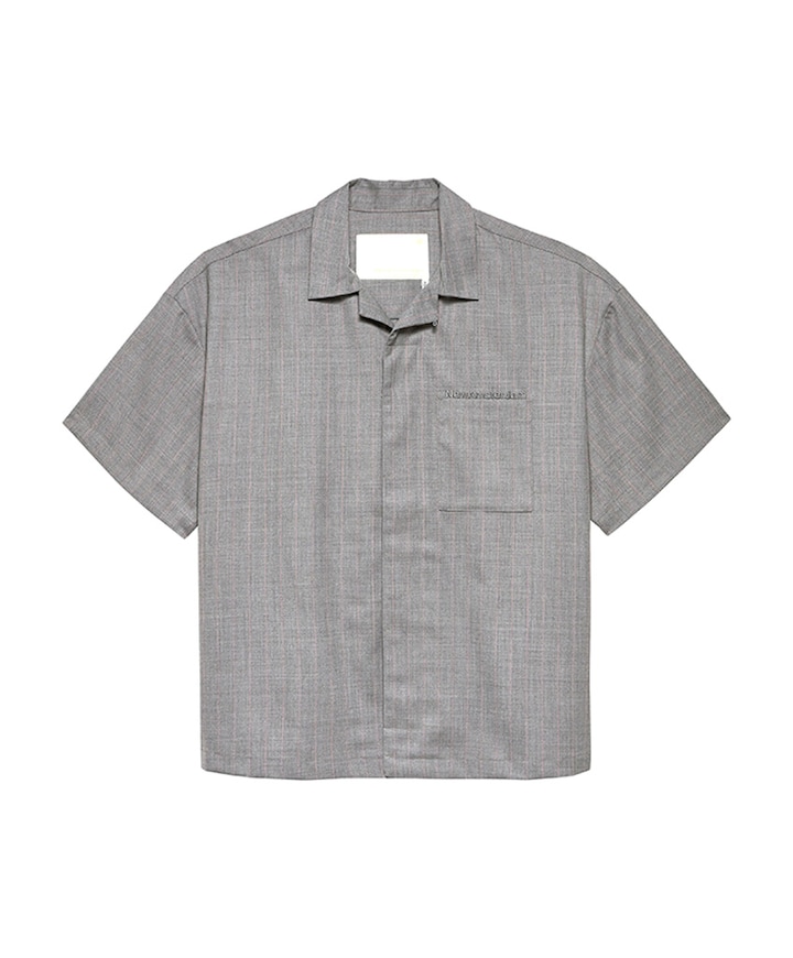 Heren overhemd korte mouw grijs