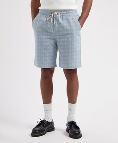 LAZORN BLEACHED DENIM JACQUARD SHORT heren korte broek blauw