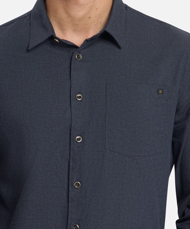 Heren overhemd lange mouw blauw