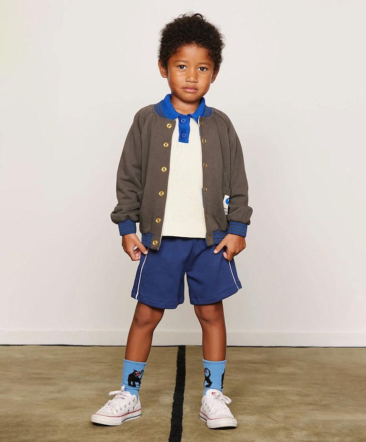Plain piping sweatshorts jongens korte broek blauw