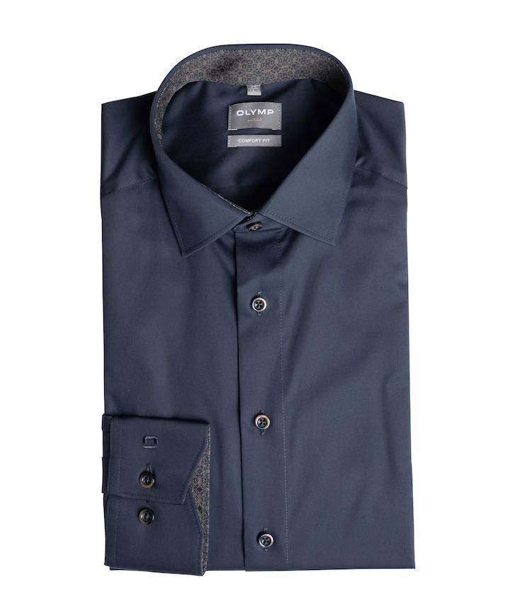 Heren overhemd lange mouw blauw